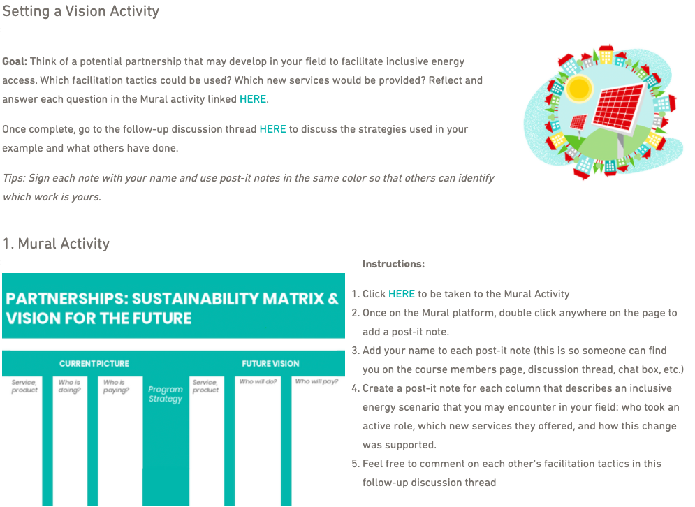 Online interactive activity and discussion