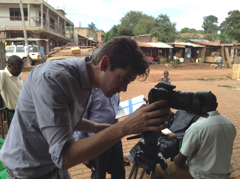 Charlie in Uganda for the Malaria Consortium project